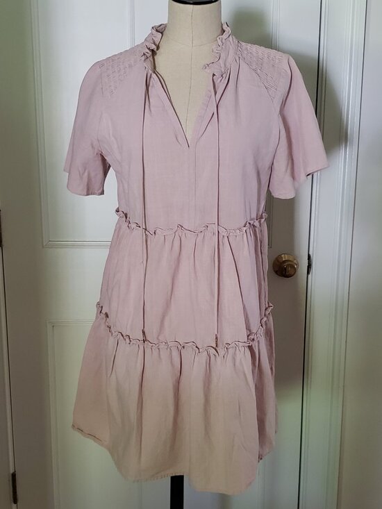 Dresses & Skirts - Light Dusty Pink tiered cotton midi dress